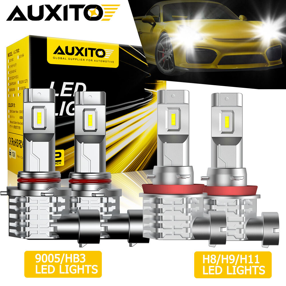 AUXITO LED Headlight Bulbs COMBO 72000LM Kit 9005 H11 High Low Beam White 6500K