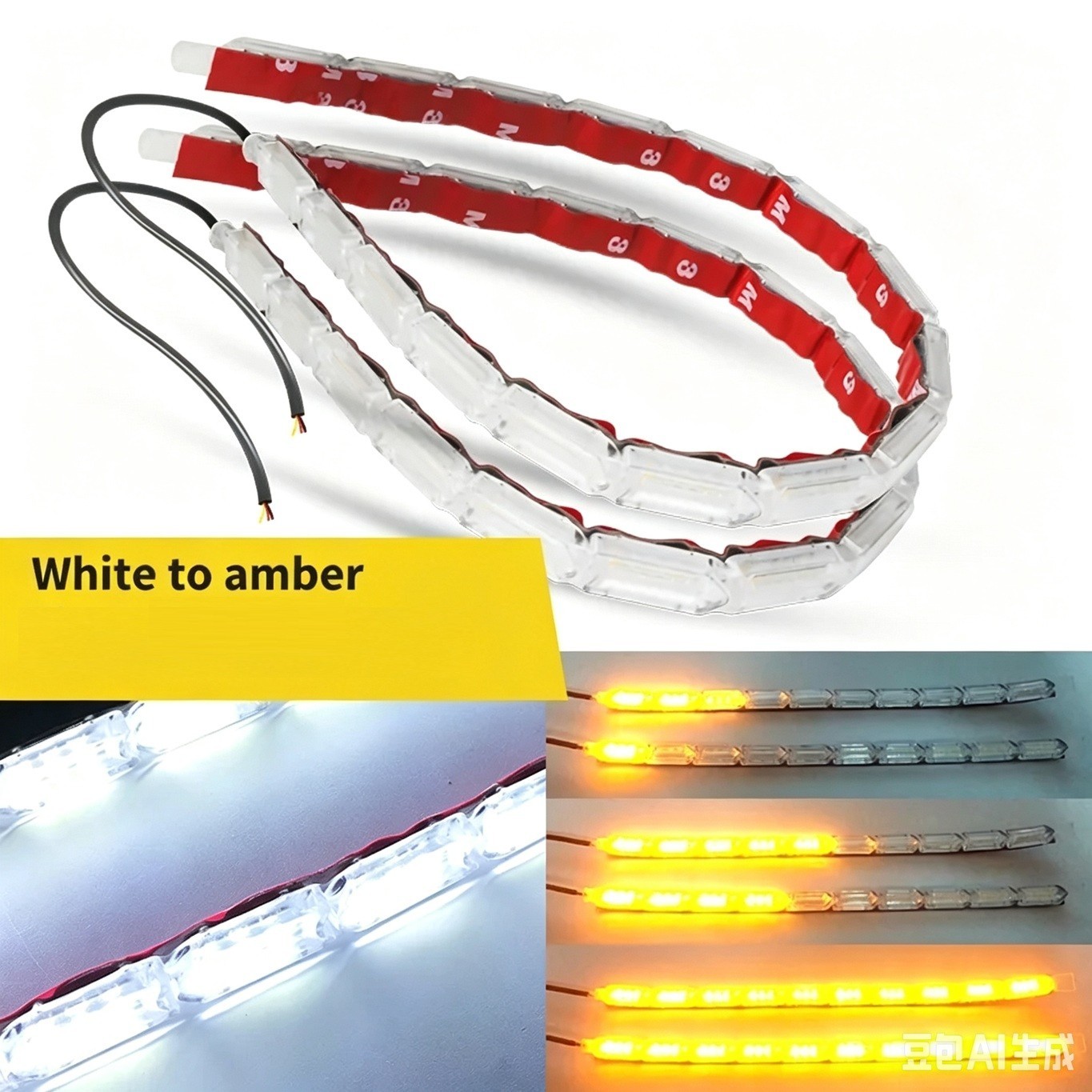 Crystal DRL LED Strip Lights Daytime Flowing Turn Signal Flexible Daul Color