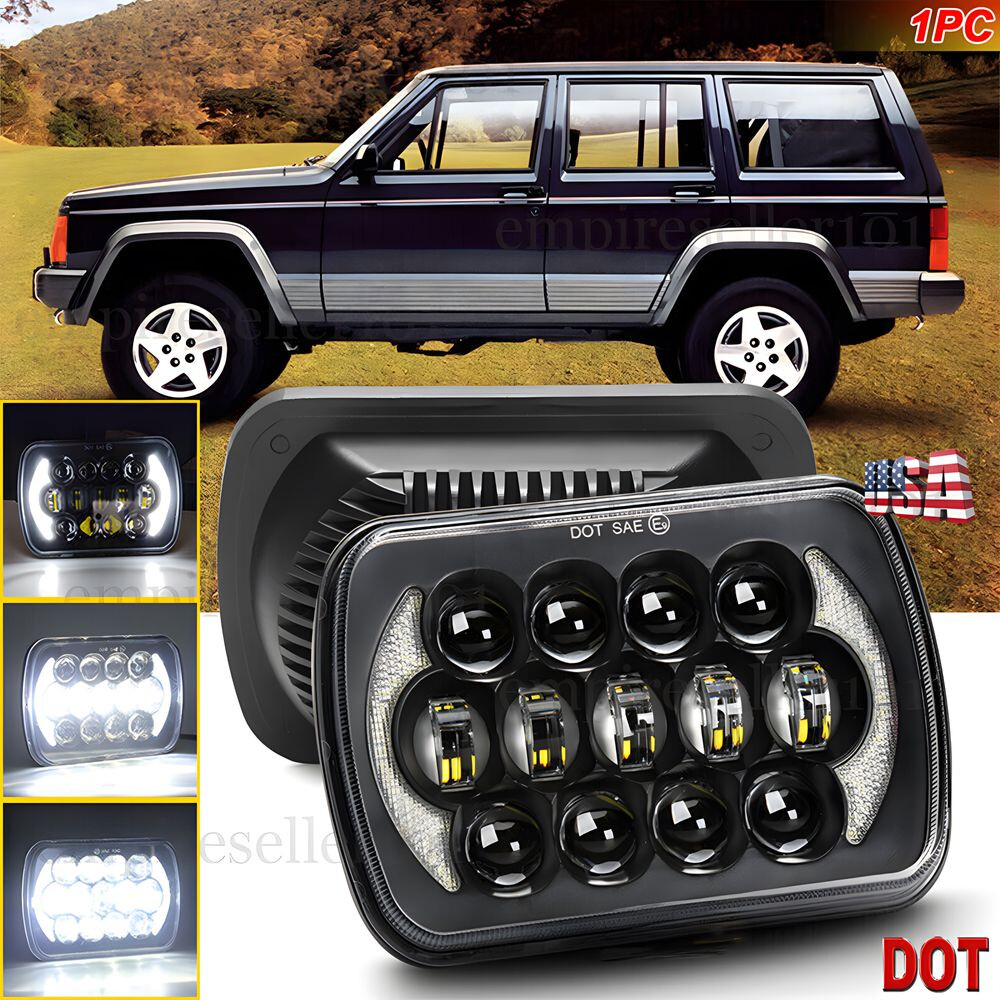 For Jeep Cherokee XJ 1984-2001 Wrangler YJ 1986-1995 5×7 7×6 Led Headlight HI/LO