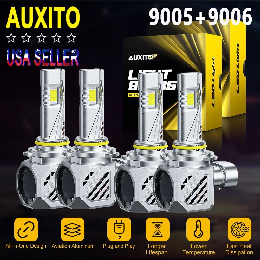 AUXITO LED Headlight Bulbs Conversion Kit 9005 9006 6500K White High Low Beam A3