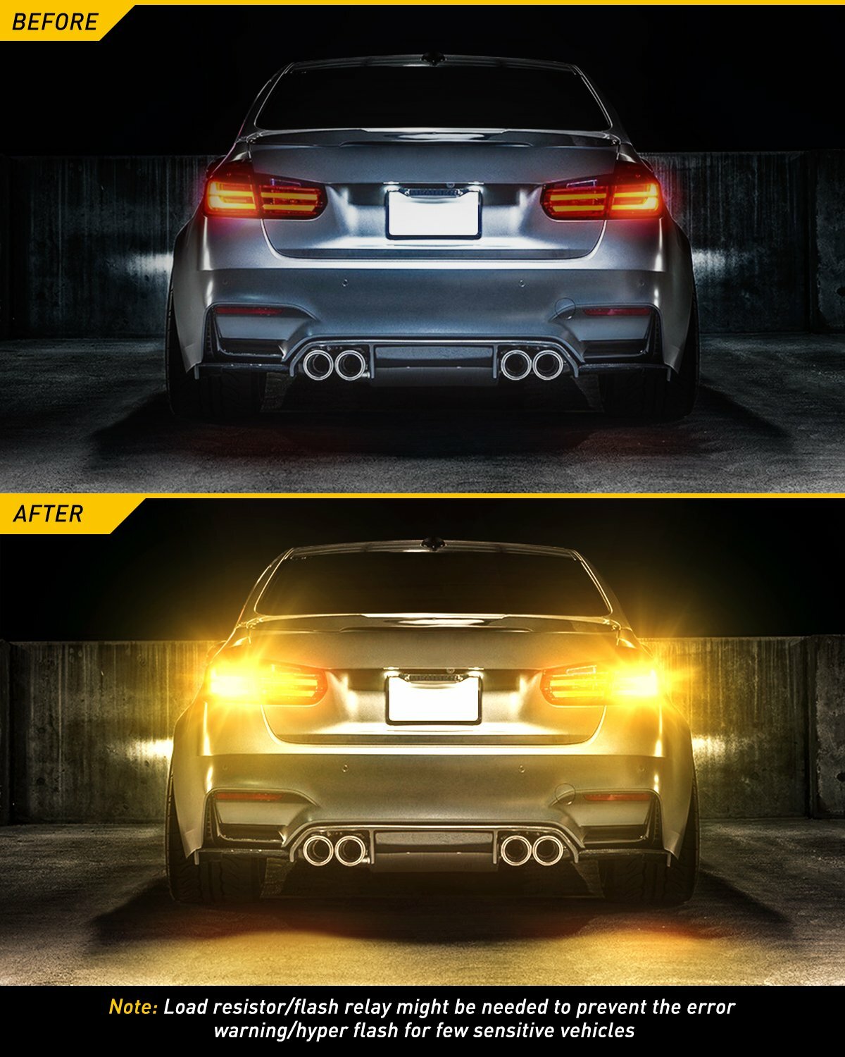 AUXITO Light Turn Signal DRL Bulb Amber Yellow Lamp 360° 54-LED Bulb for Ford
