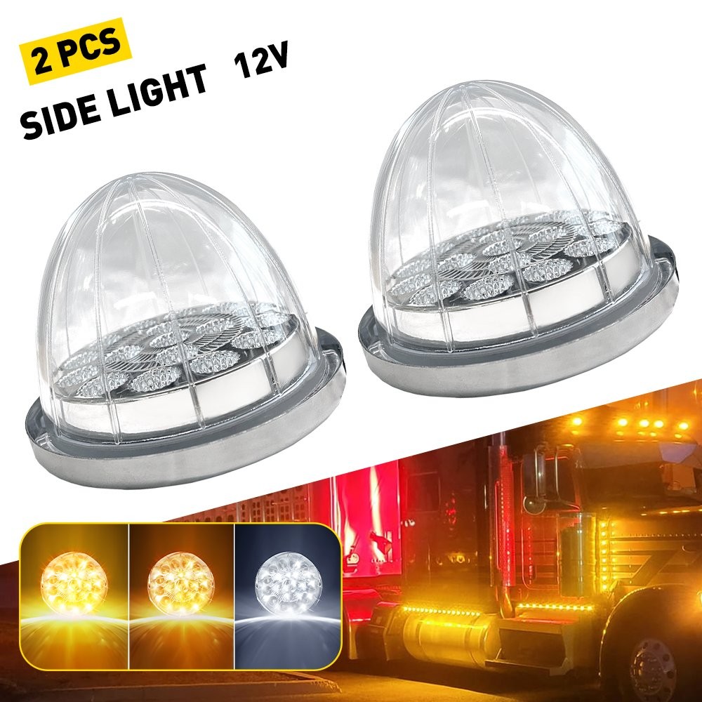2X Dual Color LED Watermelon Lights Amber White Clearance Side Marker Light EOOR