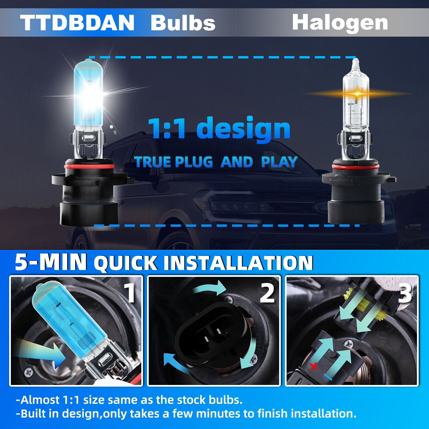 2x 9005XS/HB3A 6000K Halogen Headlight Bulb For Freightliner M2 112 2003-2011