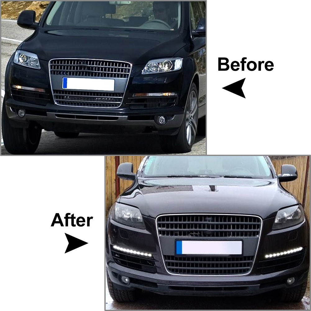 Pair For Audi Q7 2006-09 07 LED Daytime Running Light DRL Turn Signals Fog Lamps