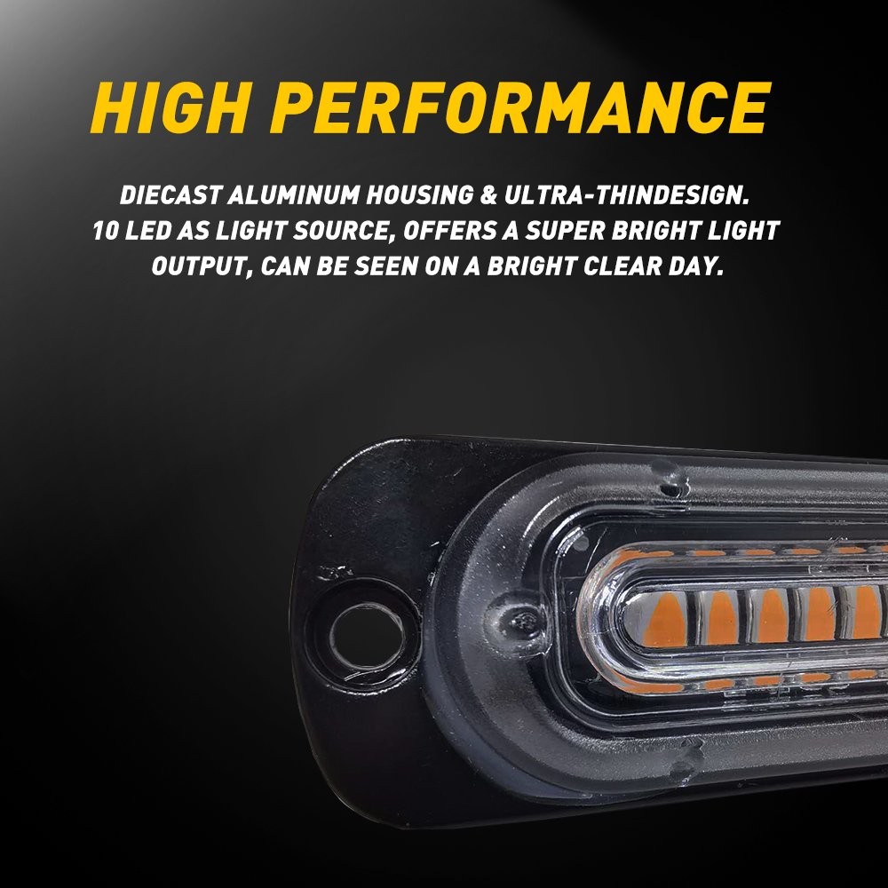 4X Warn Hazard Car Flash Strobe Light Bar Aluminum Housing Pickup, Off-road