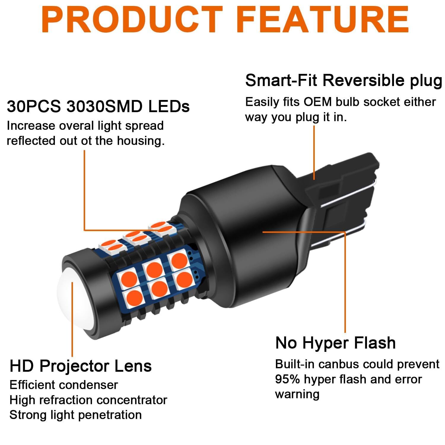 Newest 9-30V Super Bright Low Power Dual Brightness 7443 7440 7441 7444 T20