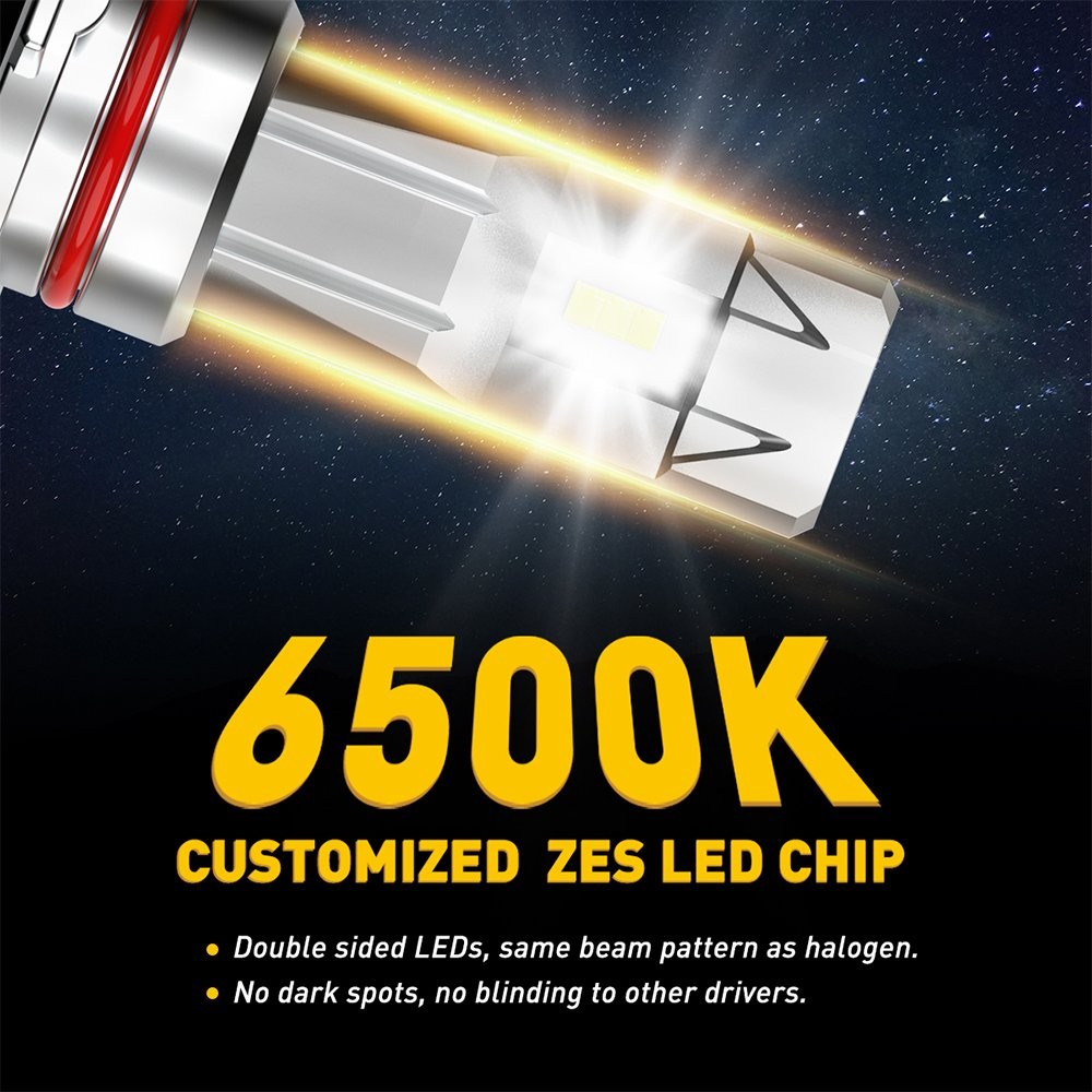2PCS 9012 LED Headlight Bulb Conversion Kit Hi&Low Beam Lamp 6000K Super White