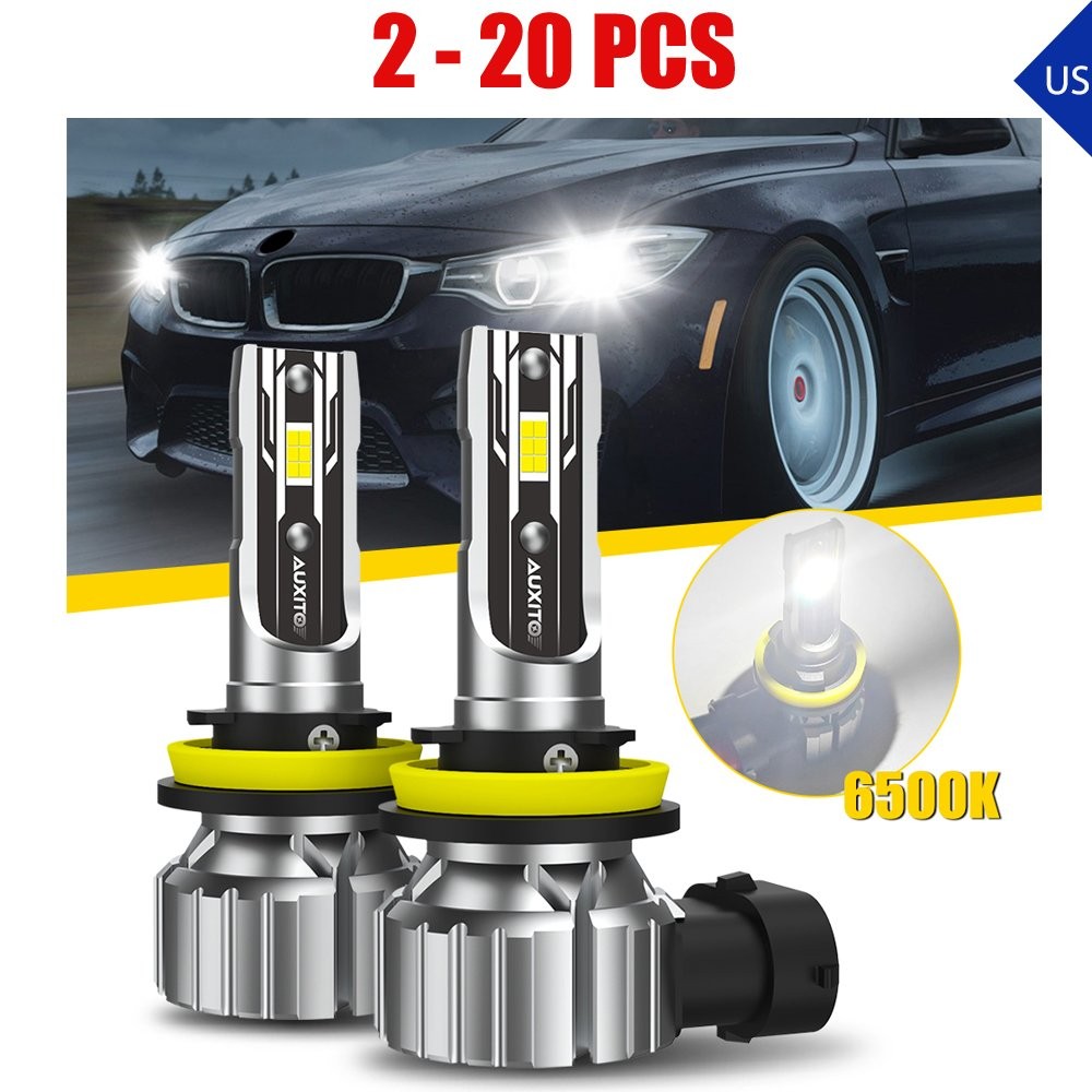 2-20 AUXITO H11 H8 H9 LED Headlight Bulb Hi Low Beam Combo 6500K White Canbus E2