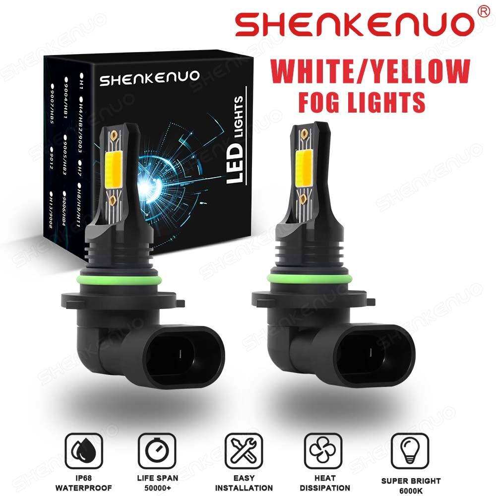 For Toyota Corolla 2005-2008 9006/HB4 LED Fog Light Bulbs 3000K/6000K Dual Color