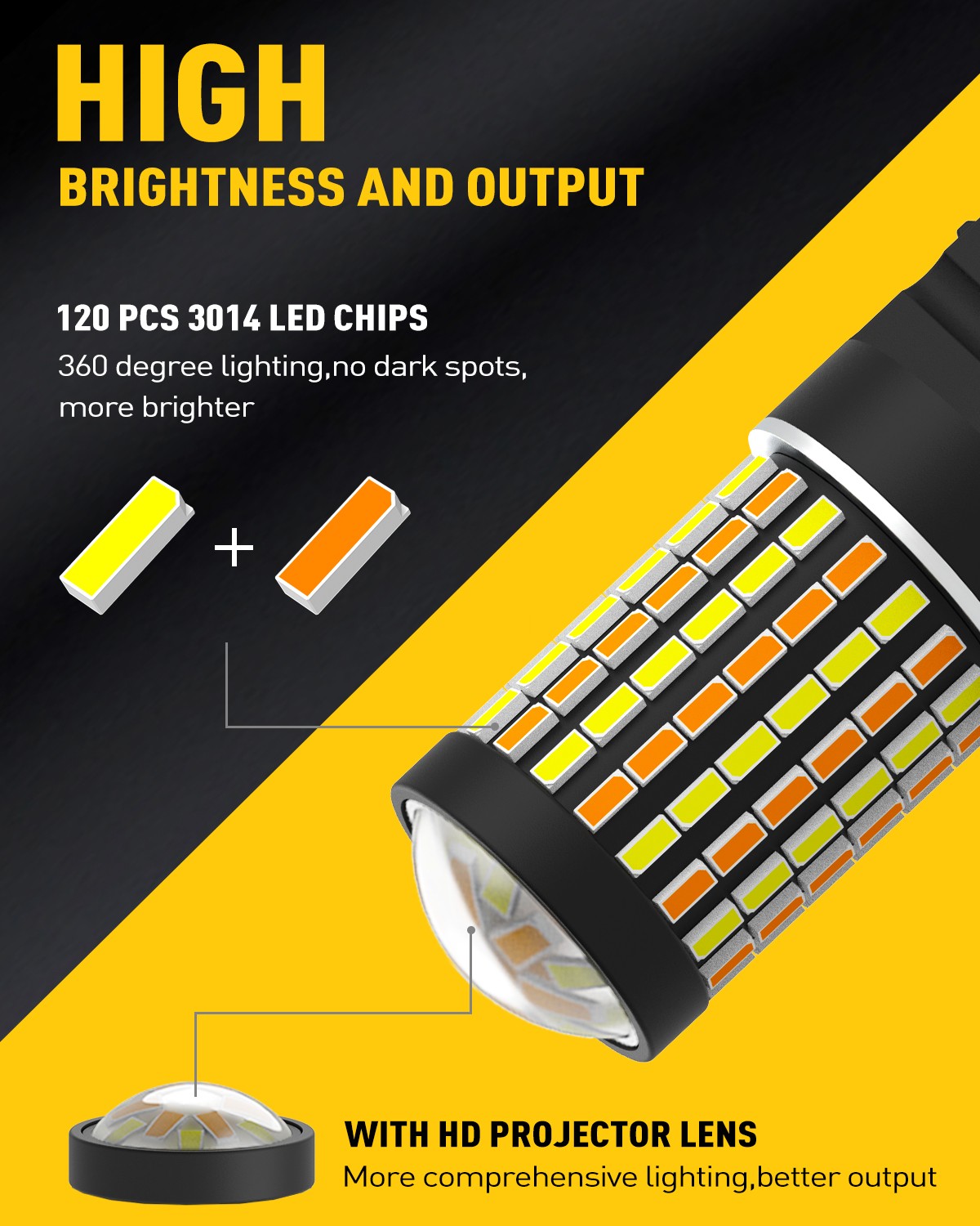 2x 3156 3157 LED Turn Signal Lights DRL Switchback Amber Yellow White Dual Color