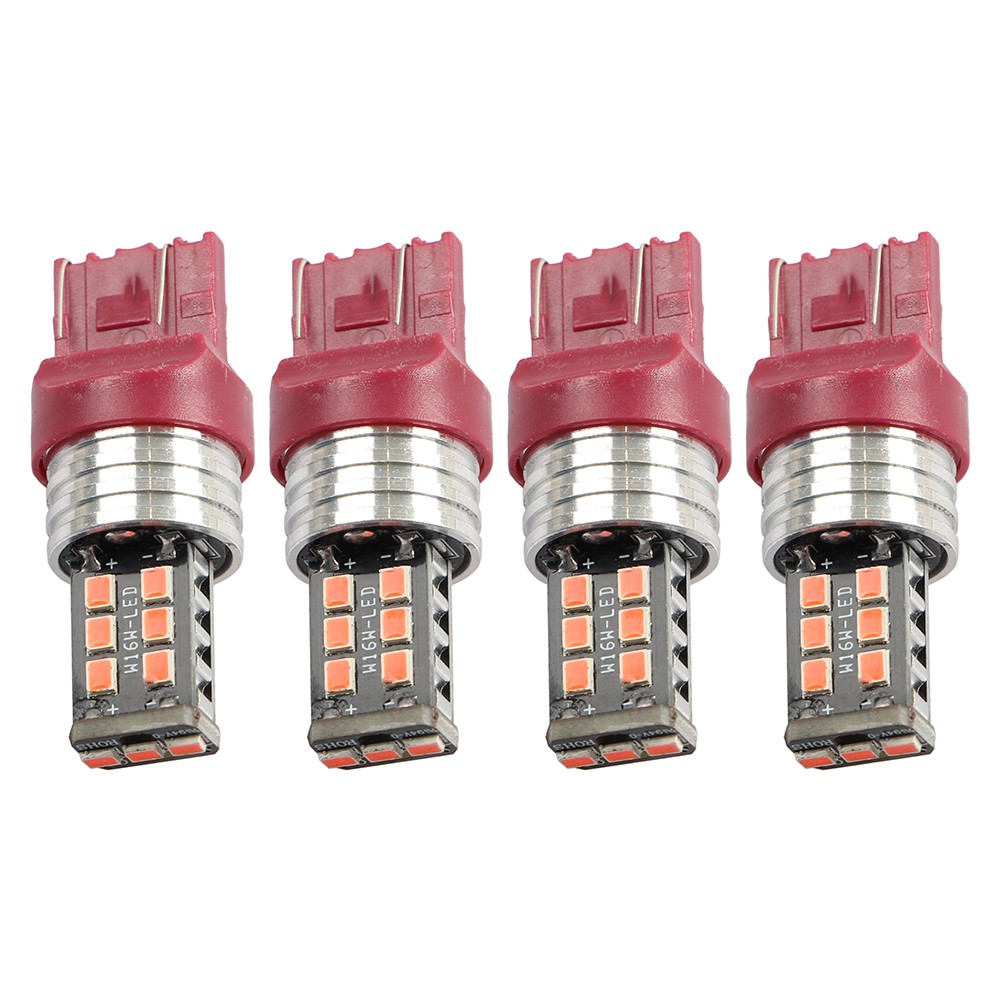 4pcs 7443 7440 LED Red Strobe Flash Blinking Brake Stop Tail Parking Light Bulbs