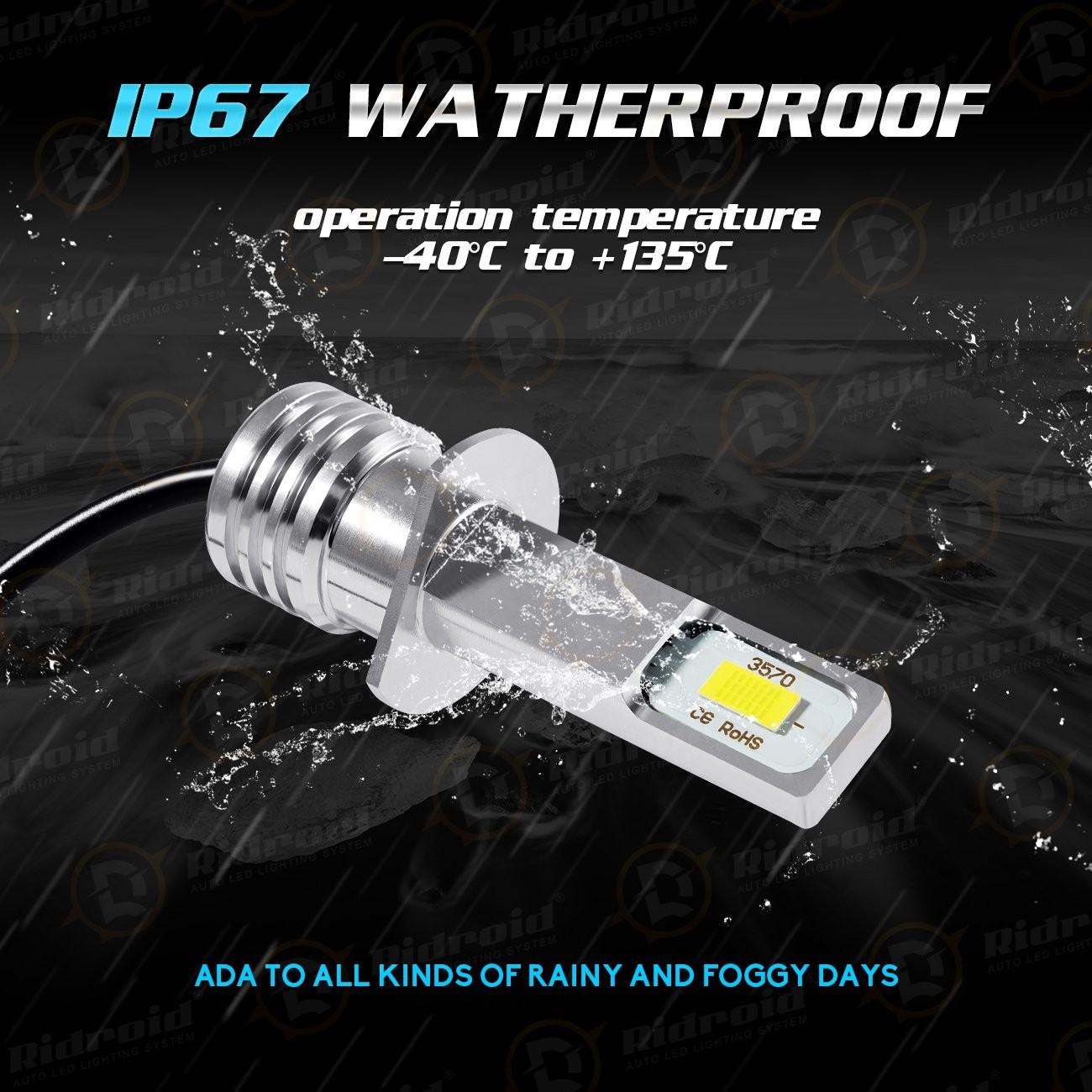 H1 LED Headlight Super Bright Bulb Kit 3000K Yellow 330000LM High Low Beam Light