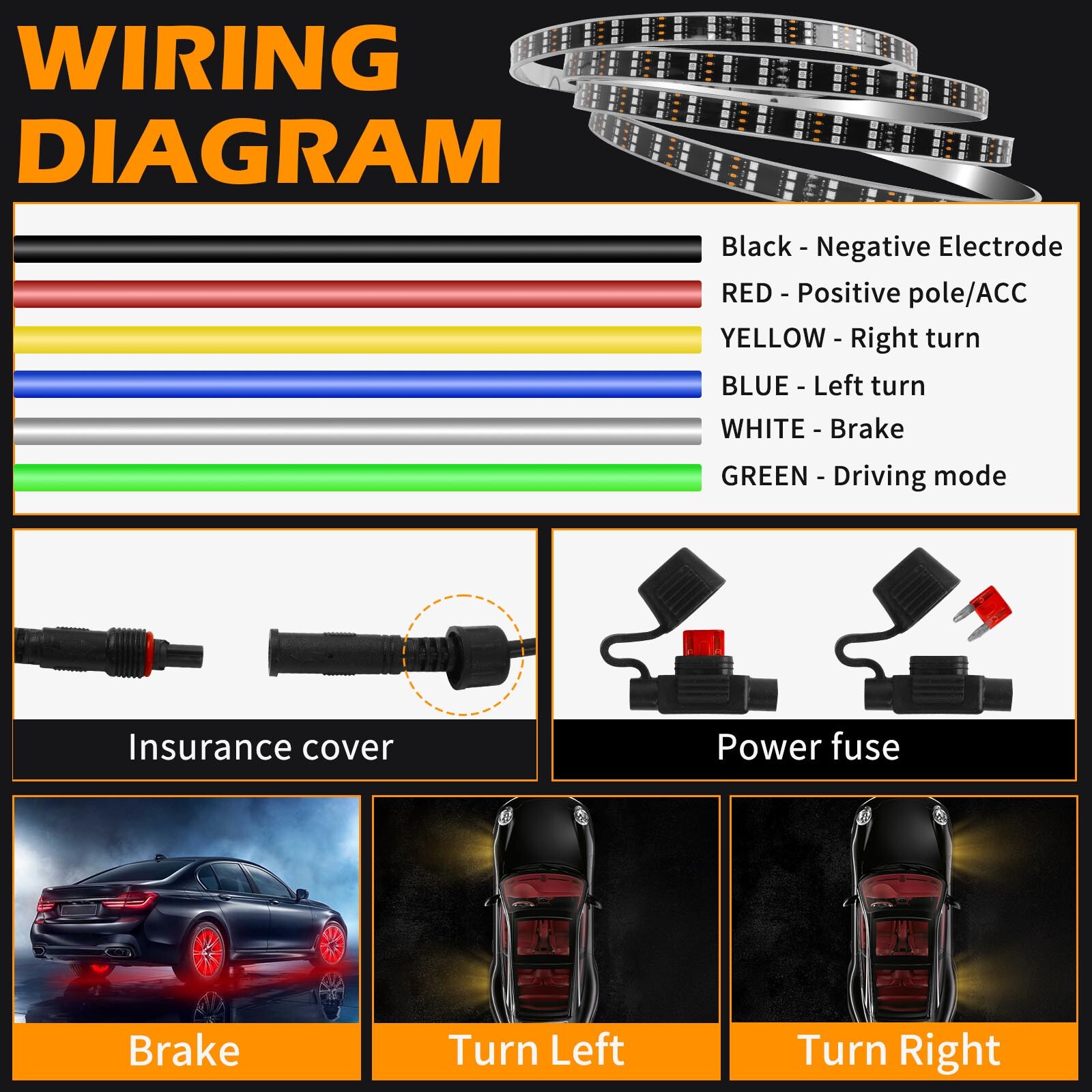 15.5″ RGB LED Wheel Ring Light Rim Lights w/ Turn Signal Brake For Honda Civic
