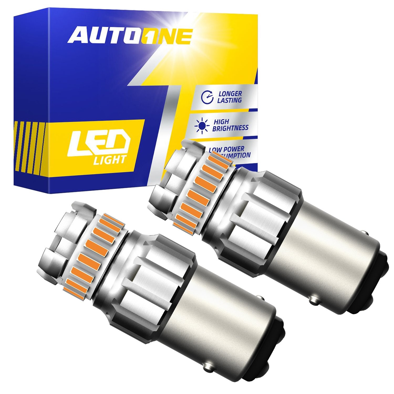 3000K Amber AUTOONE 1157 LED Daytime Running Turn Signal Light Bulbs CANBUS 2X