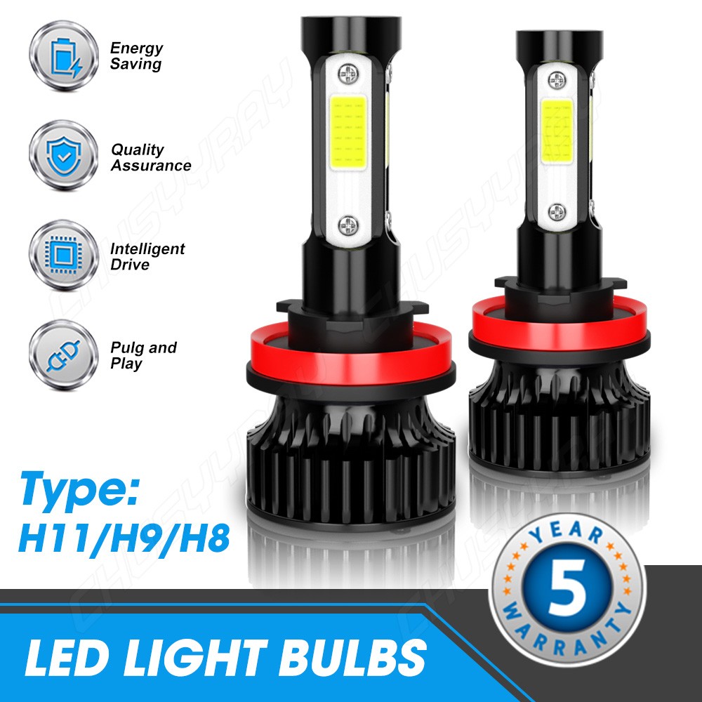 9005 H11 LED Combo Headlight Bulbs High Low Beam Kit Extremely White