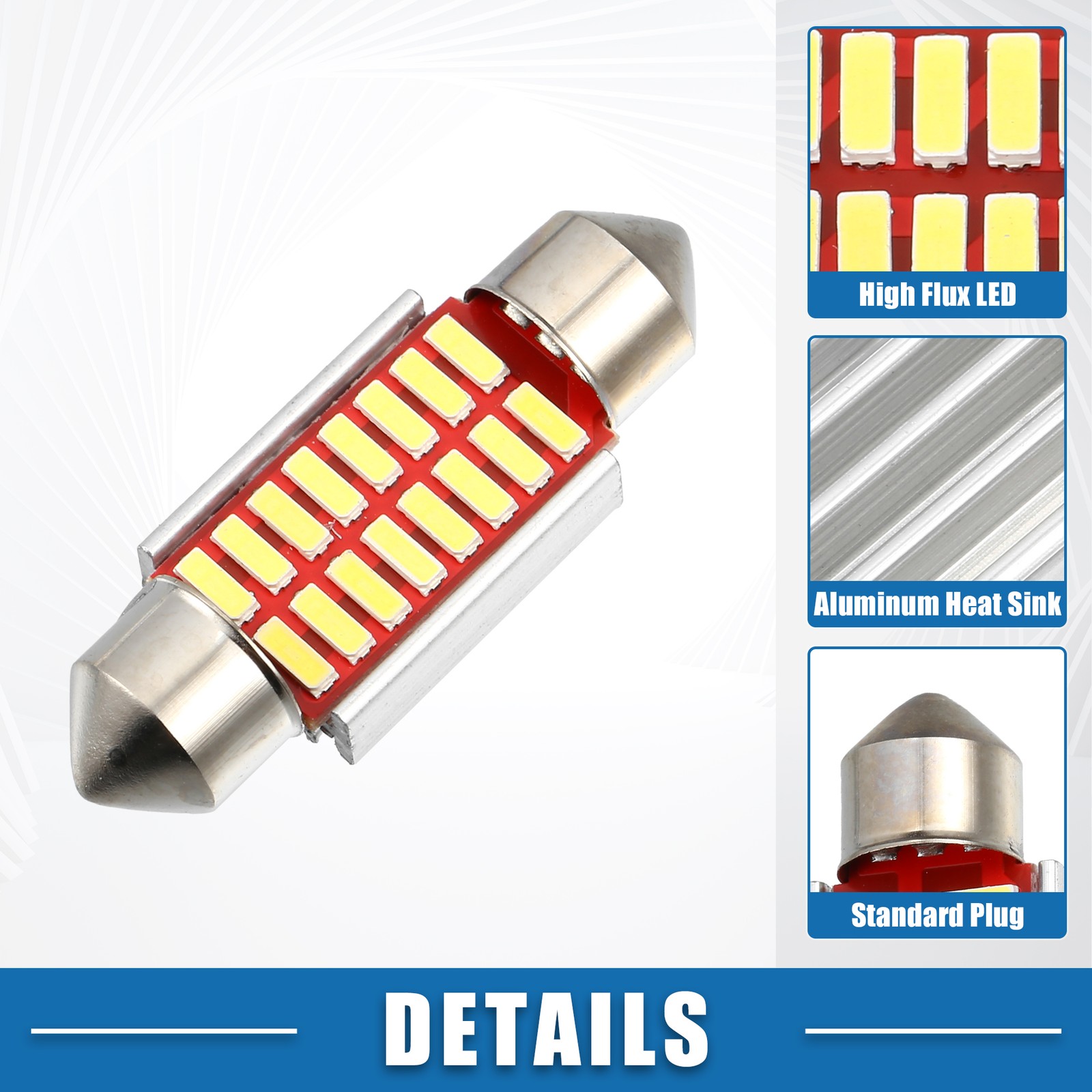 LED Festoon Light White LED 36mm 6411 C5W LED 16SMD 4014 Chipsets Metal 10Pcs