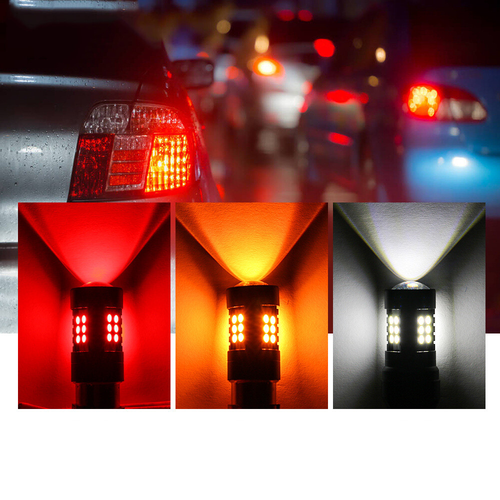1Pair 1157 Amber/White/Red LED Turn Signal Indicator Parking Light Bulbs CANBUS