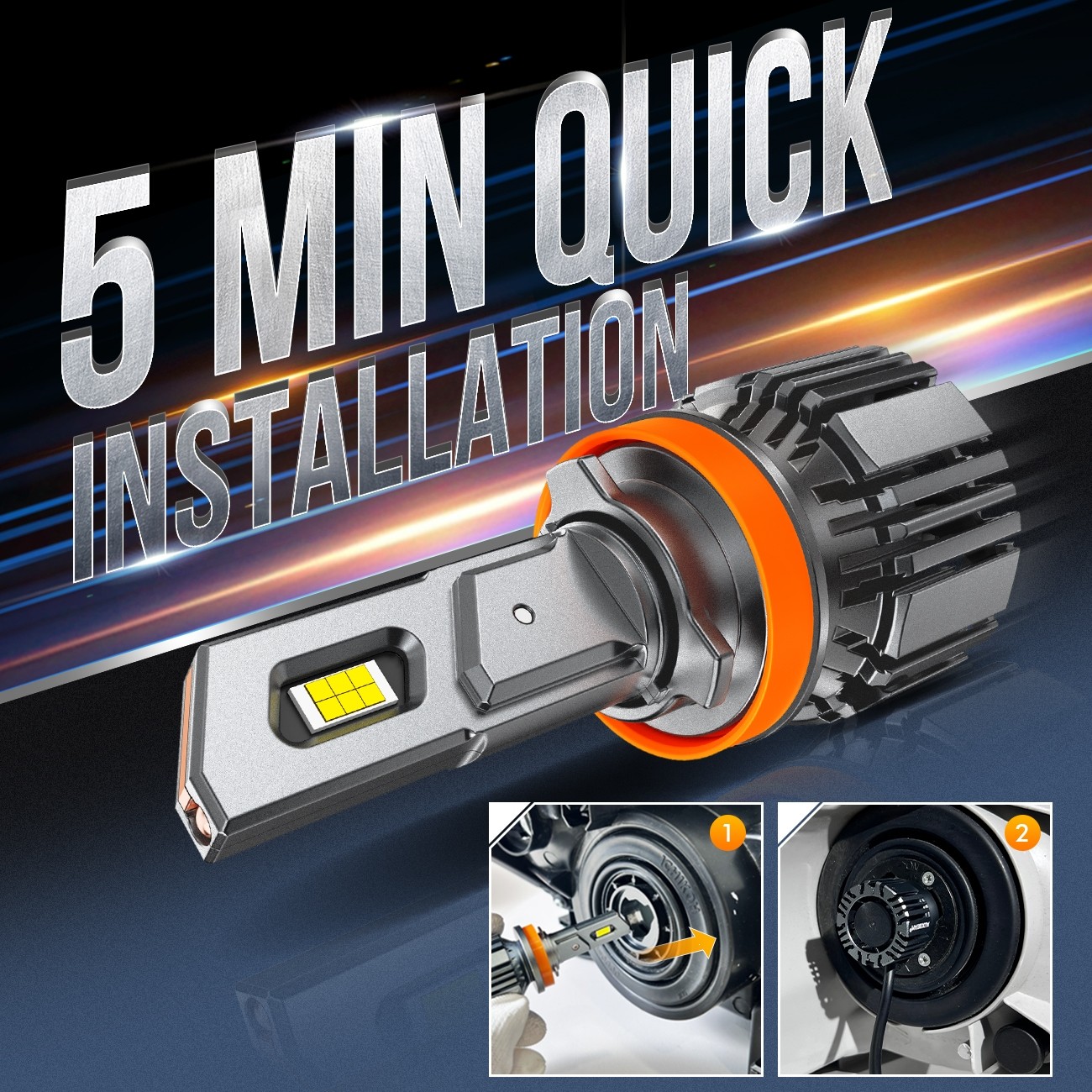 AUXBEAM 9005 H11 LED Headlight Bulbs Kit High Low Beam 6500K Canbus 25000LM 90W