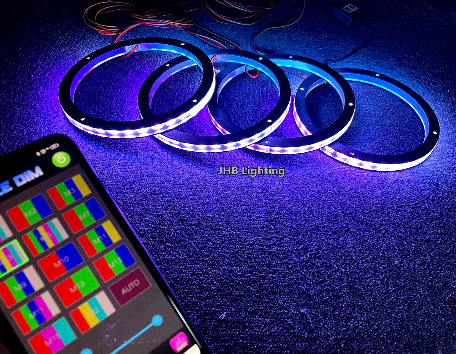 6.5″ x4PCS CHASING LED Remote & Bluetooth 1/2″ Spacer Speaker Rings Lights