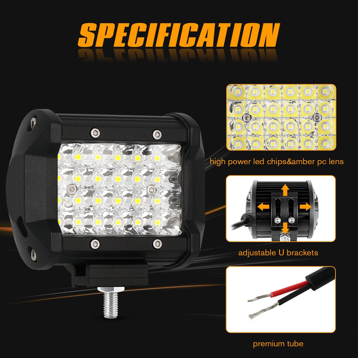 52″ Inch 1000W LED Light Bar Spot Flood + 12″ + 4″ Pods For Jeep Truck SUV Boat