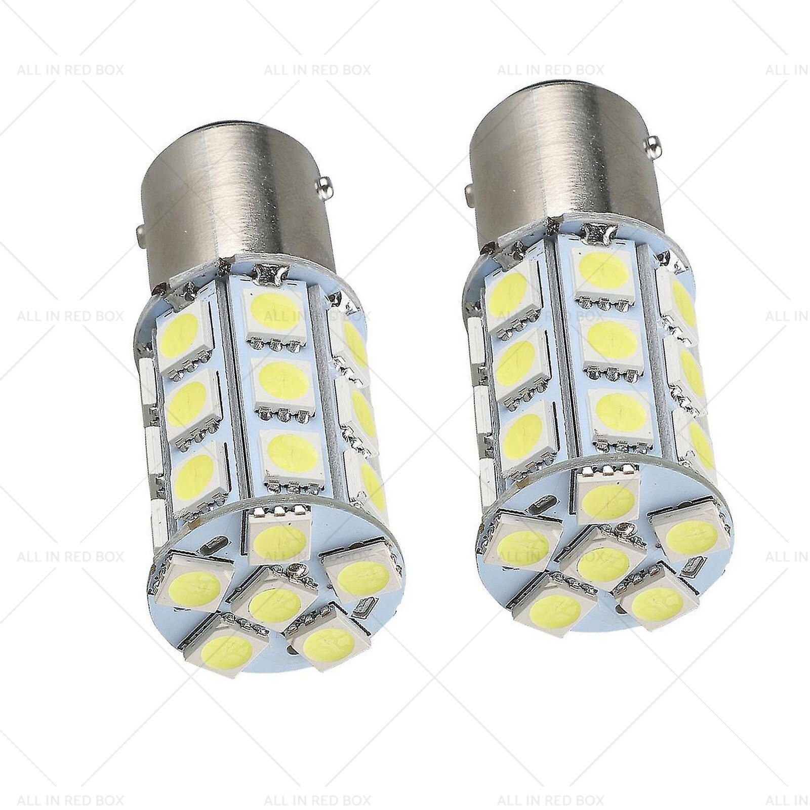 2x 12V BA15D LED White 27 SMD 5050 Suitable for Caravan Car Auto Indicator