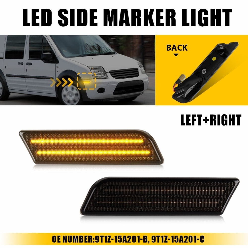 Front Left Right Bumper Side Marker Light For Ford Transit Connect 2010-2013 12V