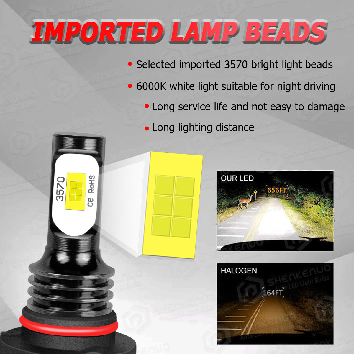 9005+9006 Front LED Headlights Kit Bulbs HIGH LOW Beam White 3570 CSP Chip