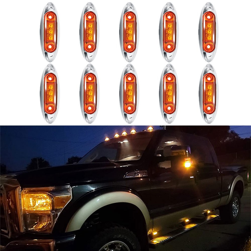 12V Marker Lights LED Truck Trailer 3/4″ Light Amber Lamps Front&Rear Left Right