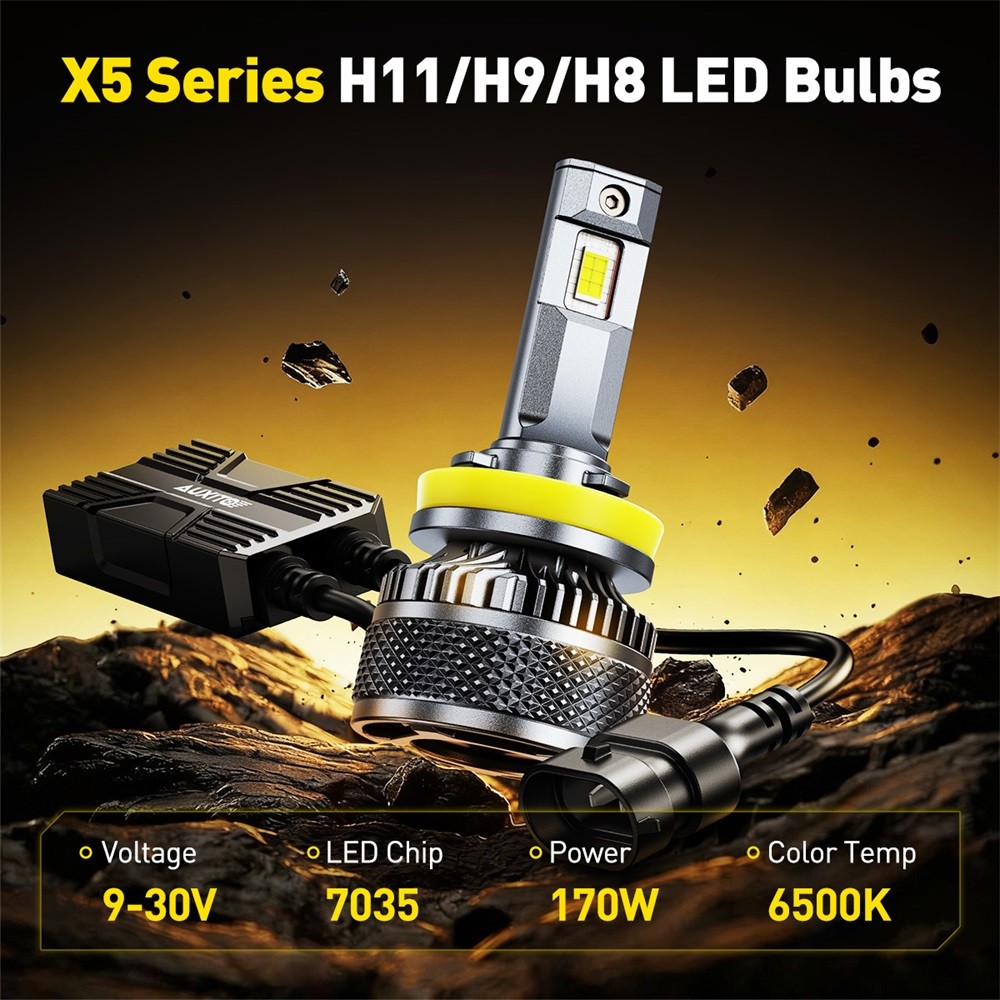 AUXITO H11 H8 H9 LED Headlight Bulb 6500K Cool White 32000LM 170W Plug & Play X5
