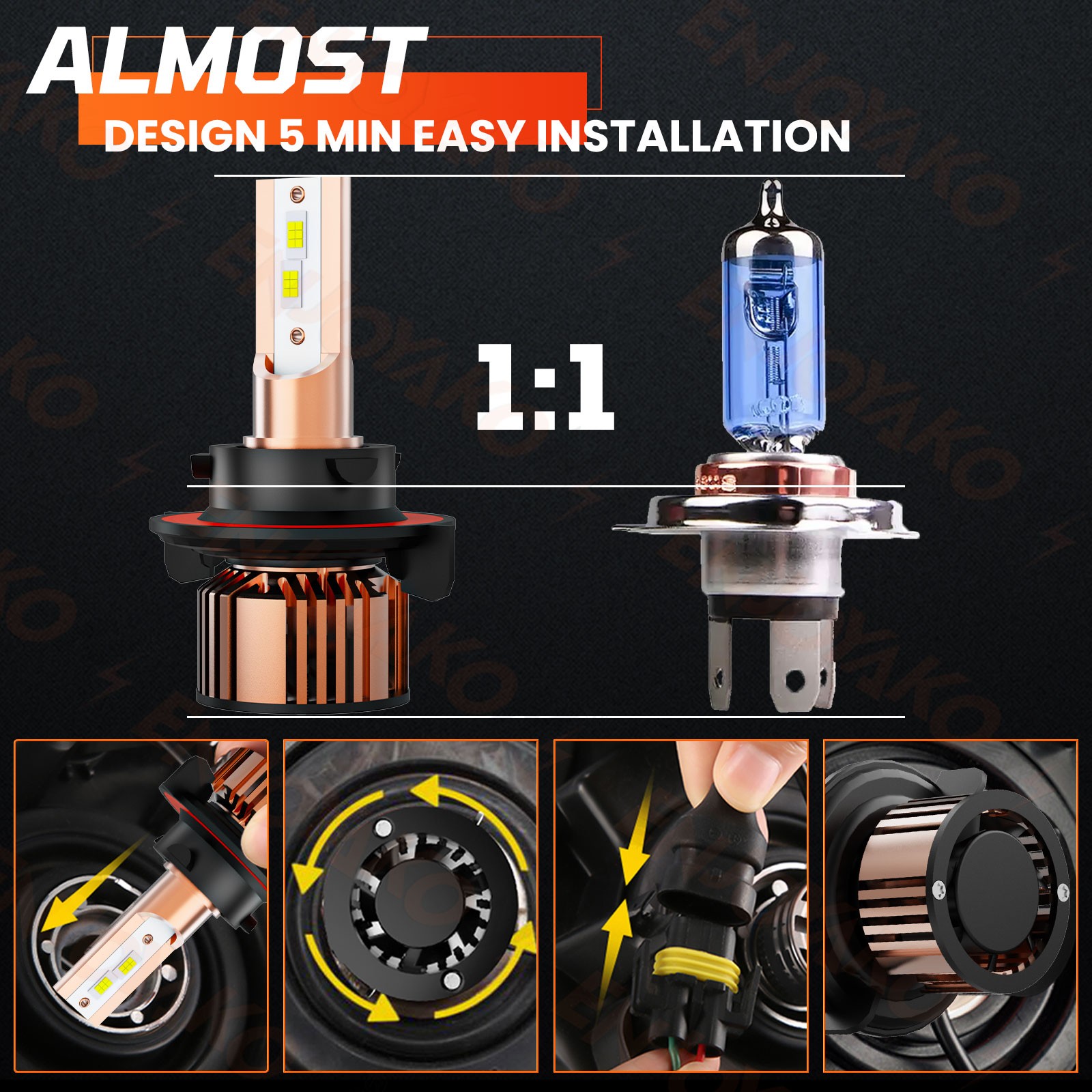 For Ford F 150 2004-2014 12000K LED Headlight High Low+Fog Light Bulbs Combo 4x