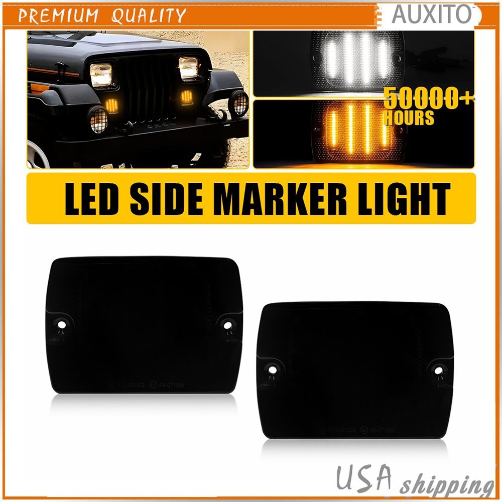 2/4x Amber WhiteTurn Side Marker Lights For Jeep 1987-1995 Wrangler YJ CH2520111