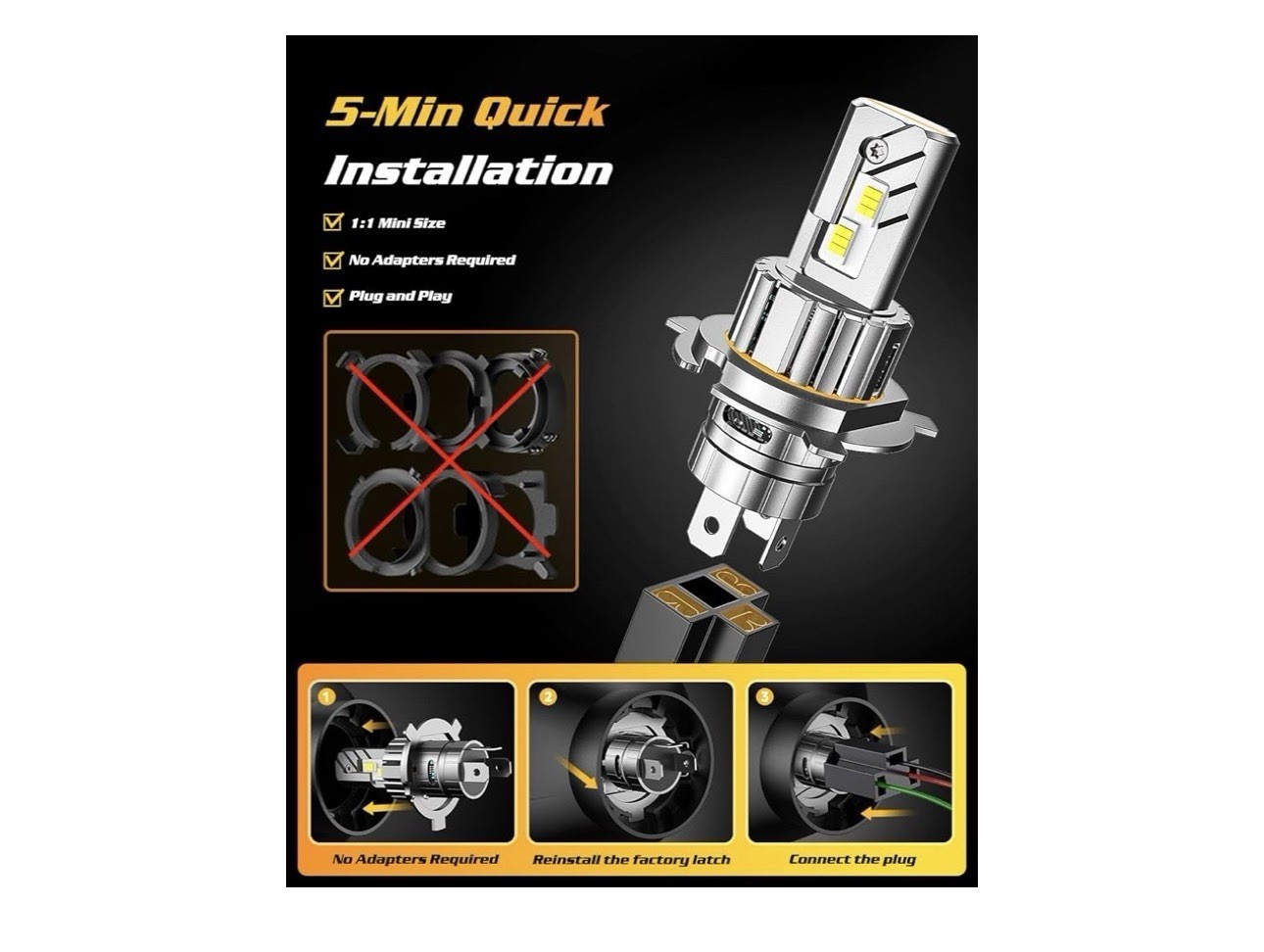 2026 H4/9003 Hi/Low Beam Light Kits, 80,000LM 1500% 360 Adjustable Brightest