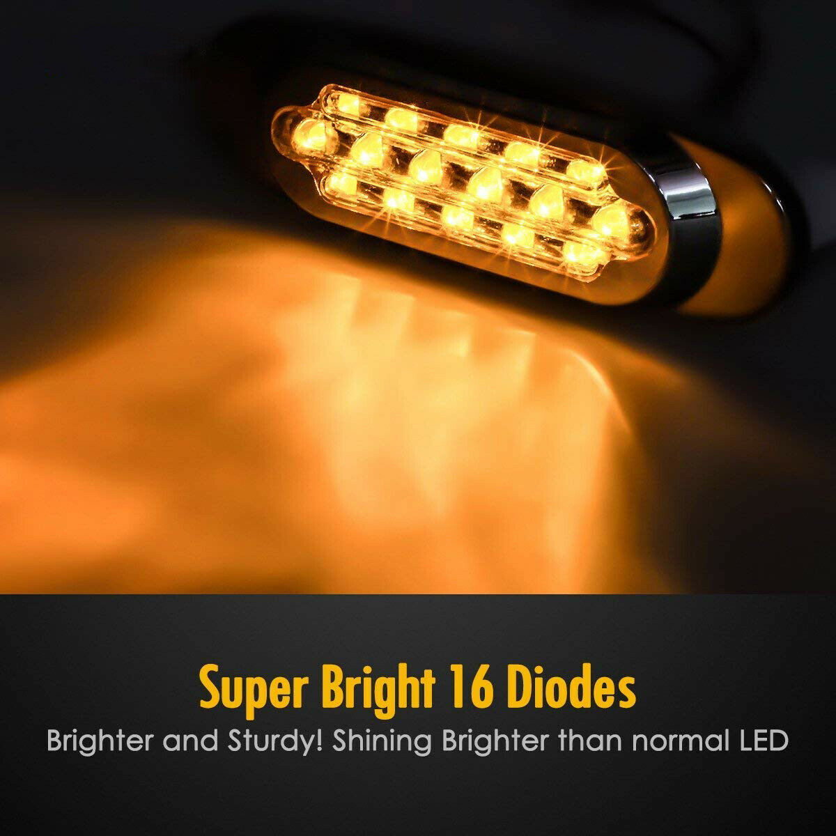 10x 16 LED Amber Side Marker Clearance Light For Freightliner Chrome Bezel 6.5“