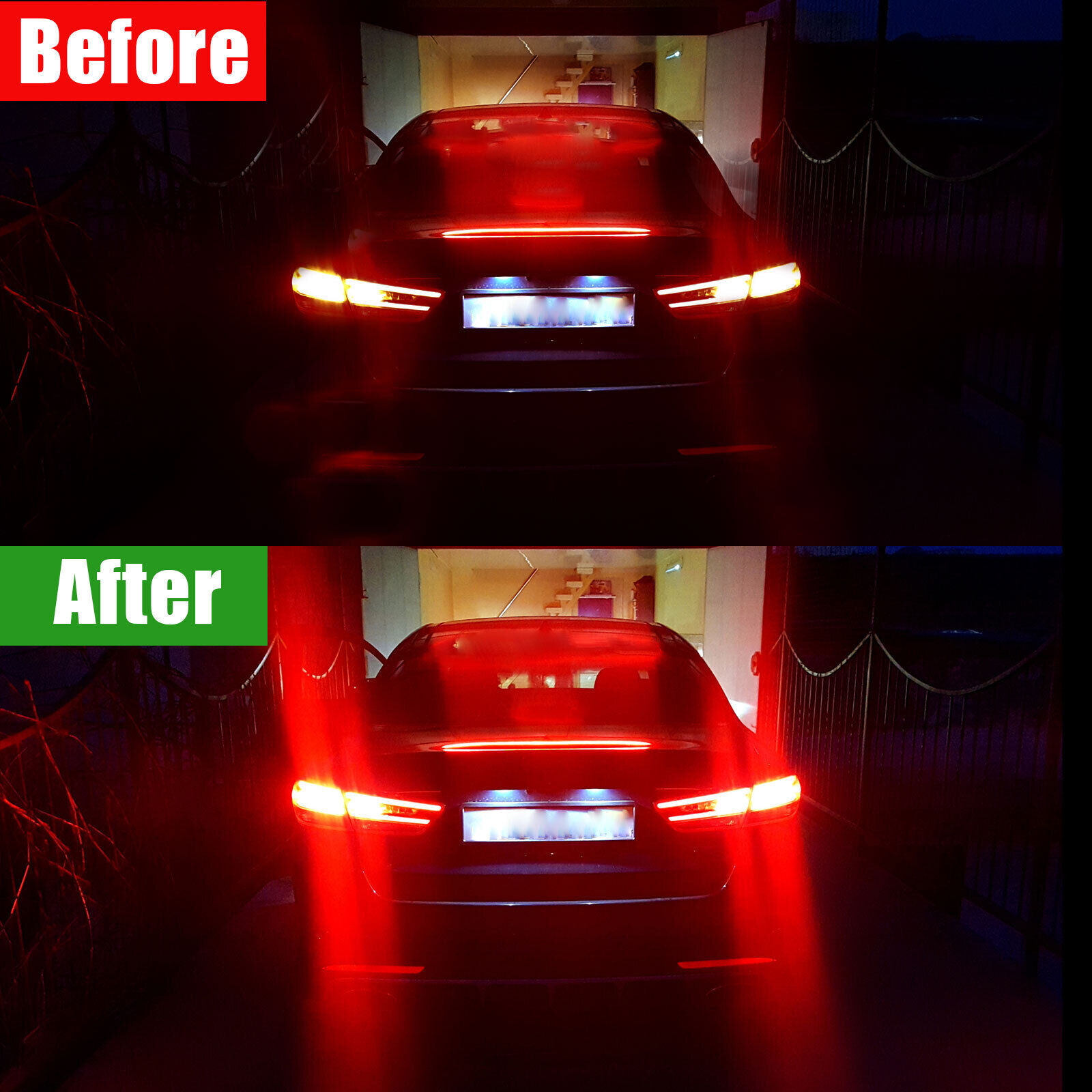 4x 3157 LED Red Strobe Flash Brake Stop Bulbs Tail Blinking Light Safety Warning