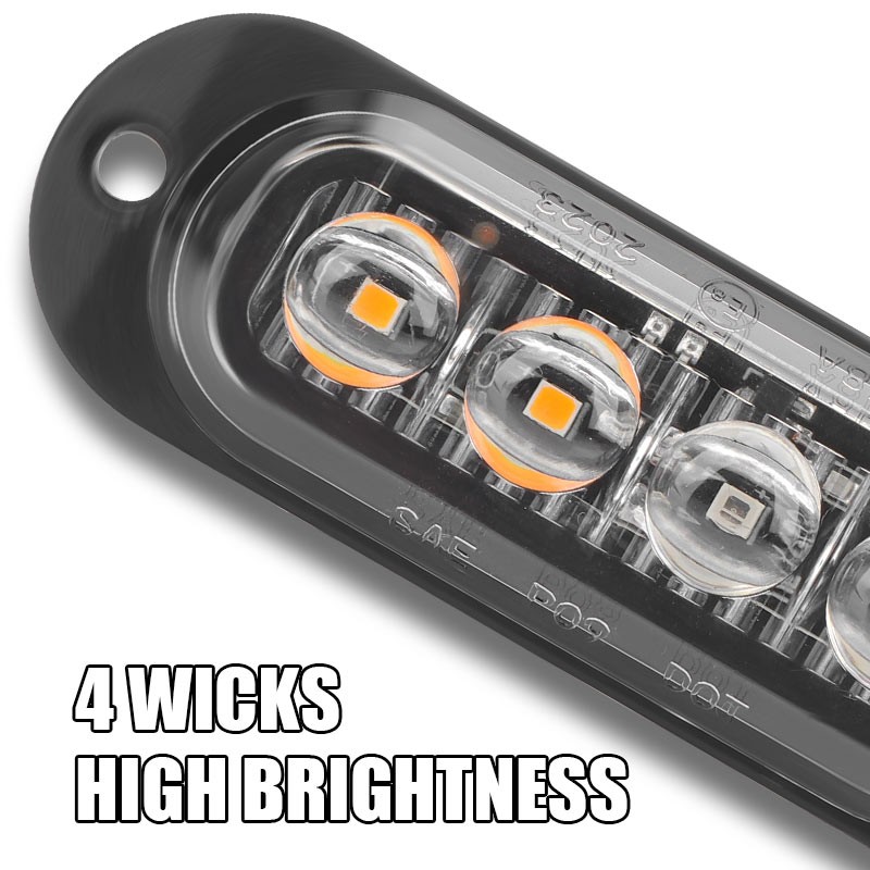 2Pcs LED Side Marker Clearance Lights Truck Trailer RV DRL Oval Light Waterpoof