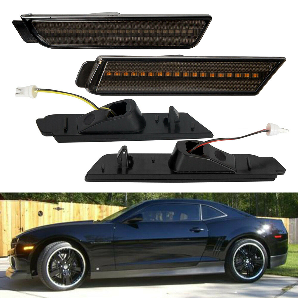 4x For 2010-2015 Chevrolet Camaro LED Side Marker Light Smoked Car Replace Parts