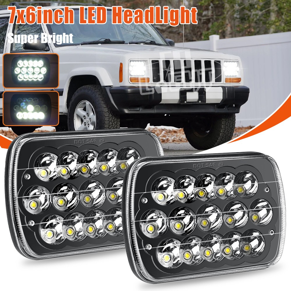 NEW 5X7″ 7×6″ LED Headlight For 1986-1995 Jeep Wrangler YJ 1984-2001 Cherokee XJ