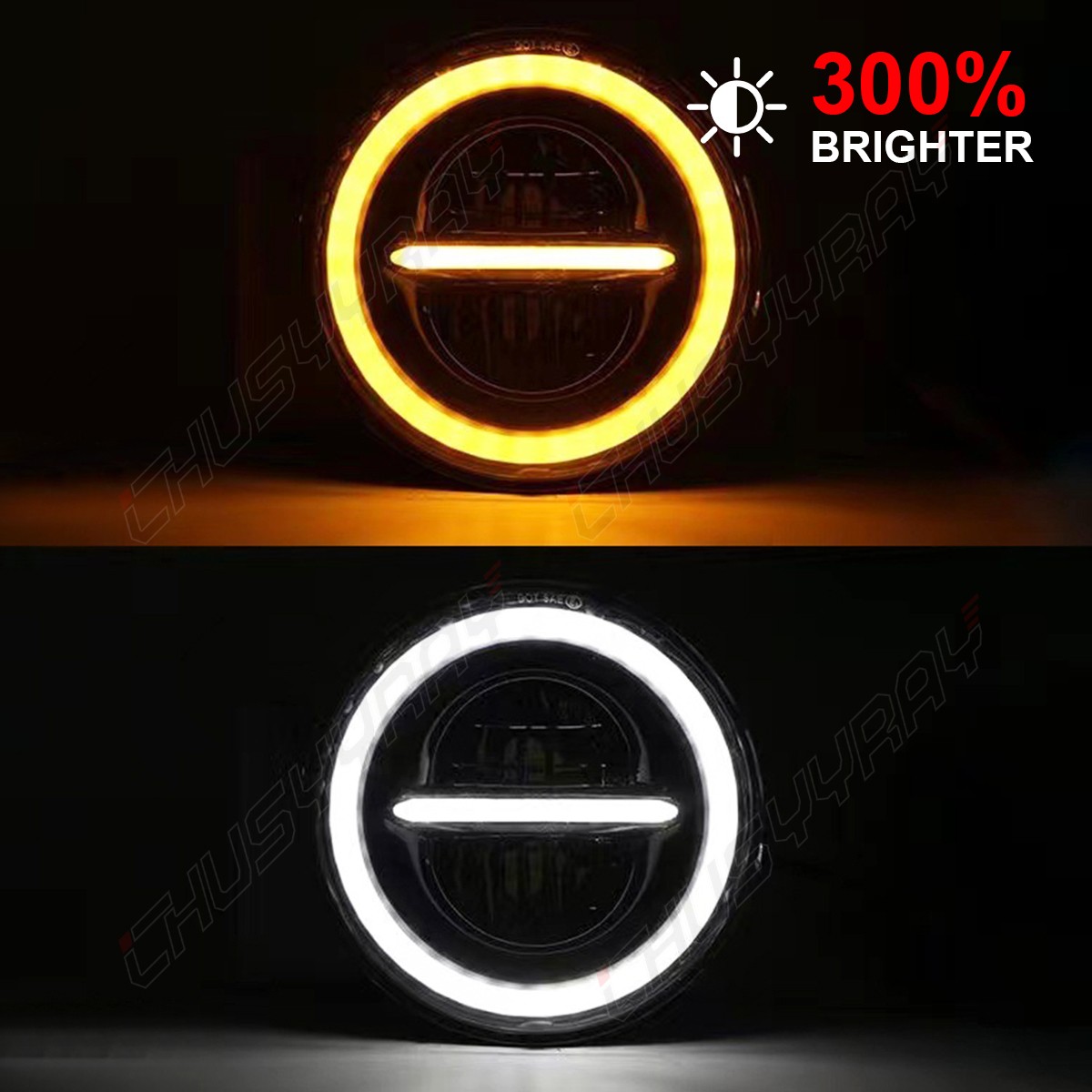 Fit Ford Mustang 1965-1978 Pair 7″ Round LED Headlights Hi/Lo Beam DOT Approved