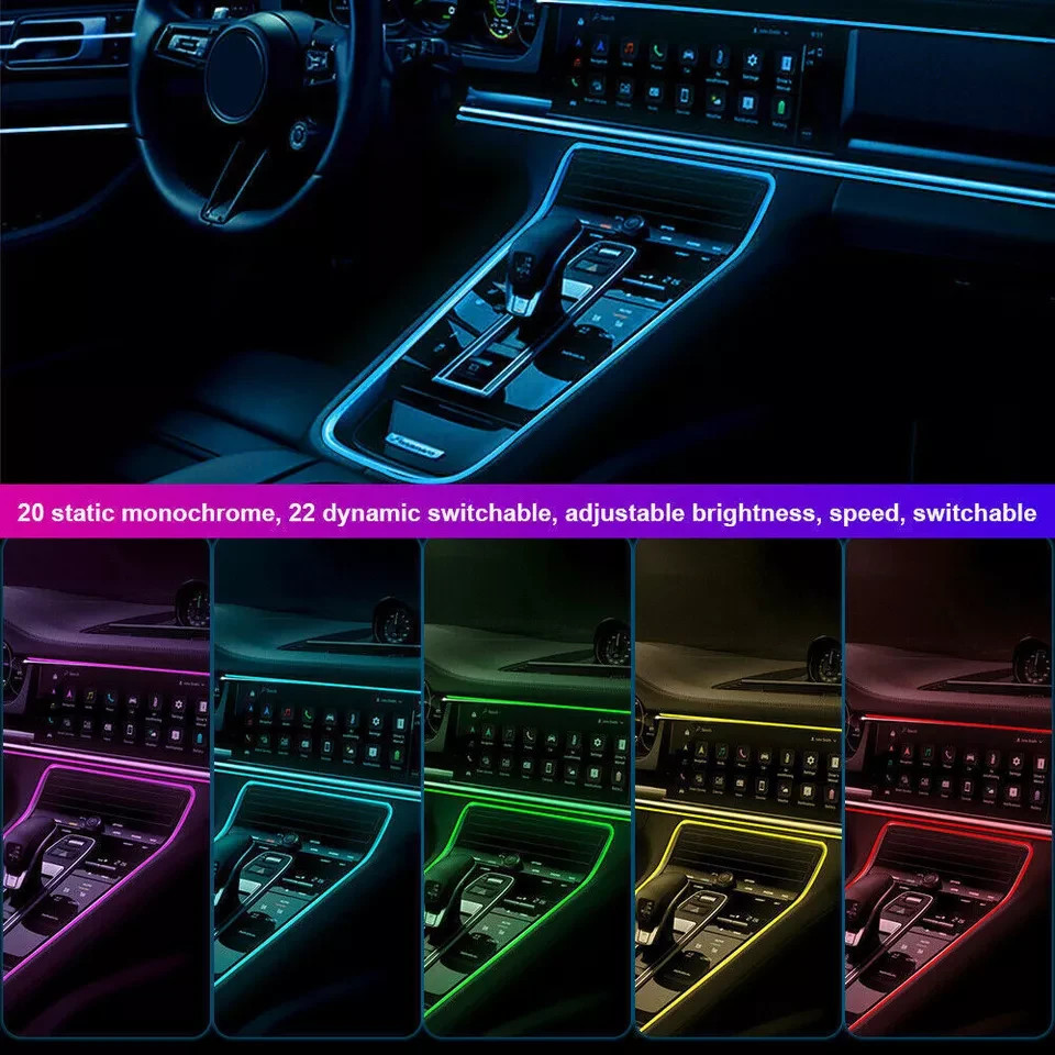 LED Car Interior Strip Light Atmosphere APP-Control Ambient Light 22 IN 1 Kit US