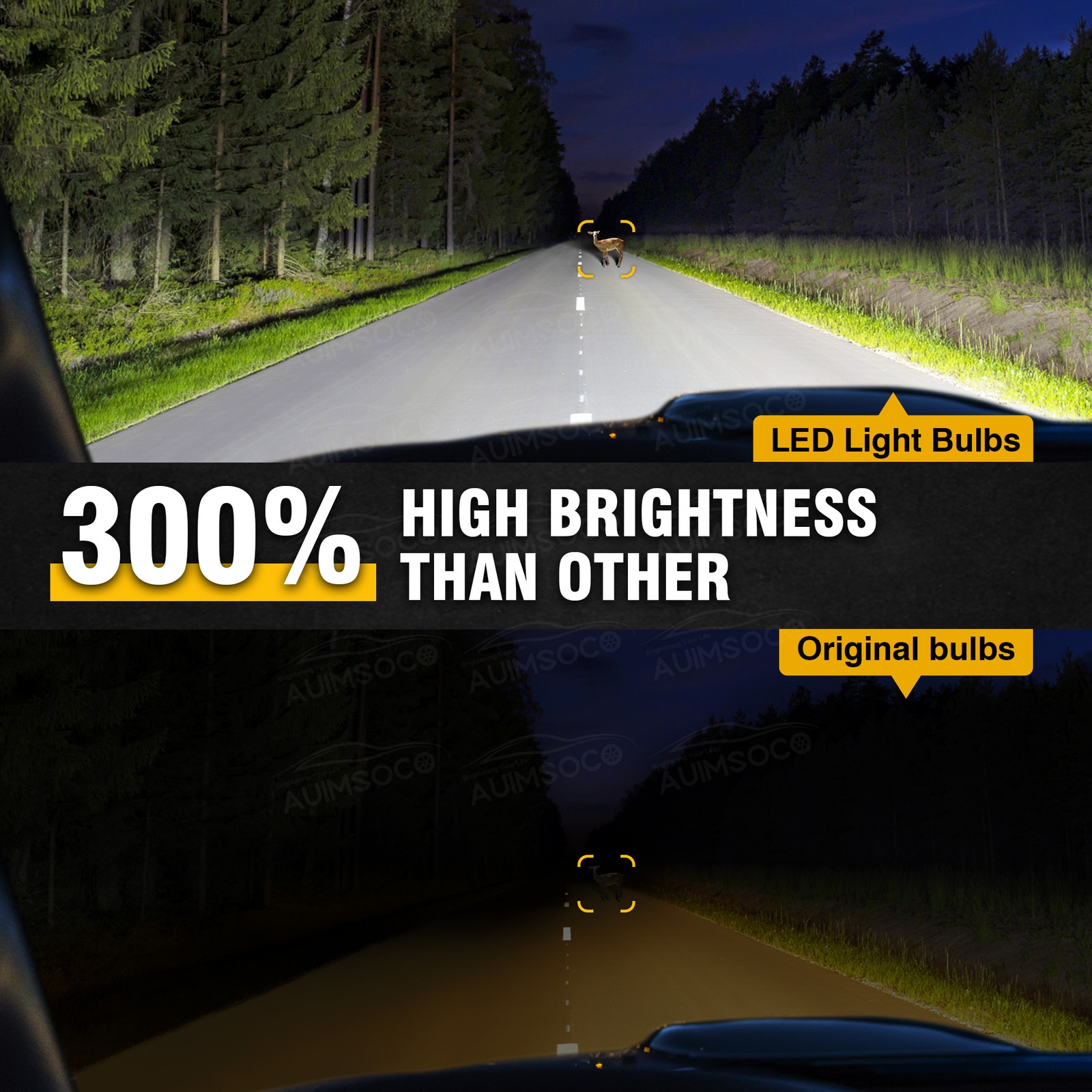 H7+H7+H11 Combo Mini LED Headlight Bulbs High Low Beam fog Light 6000K Lamps