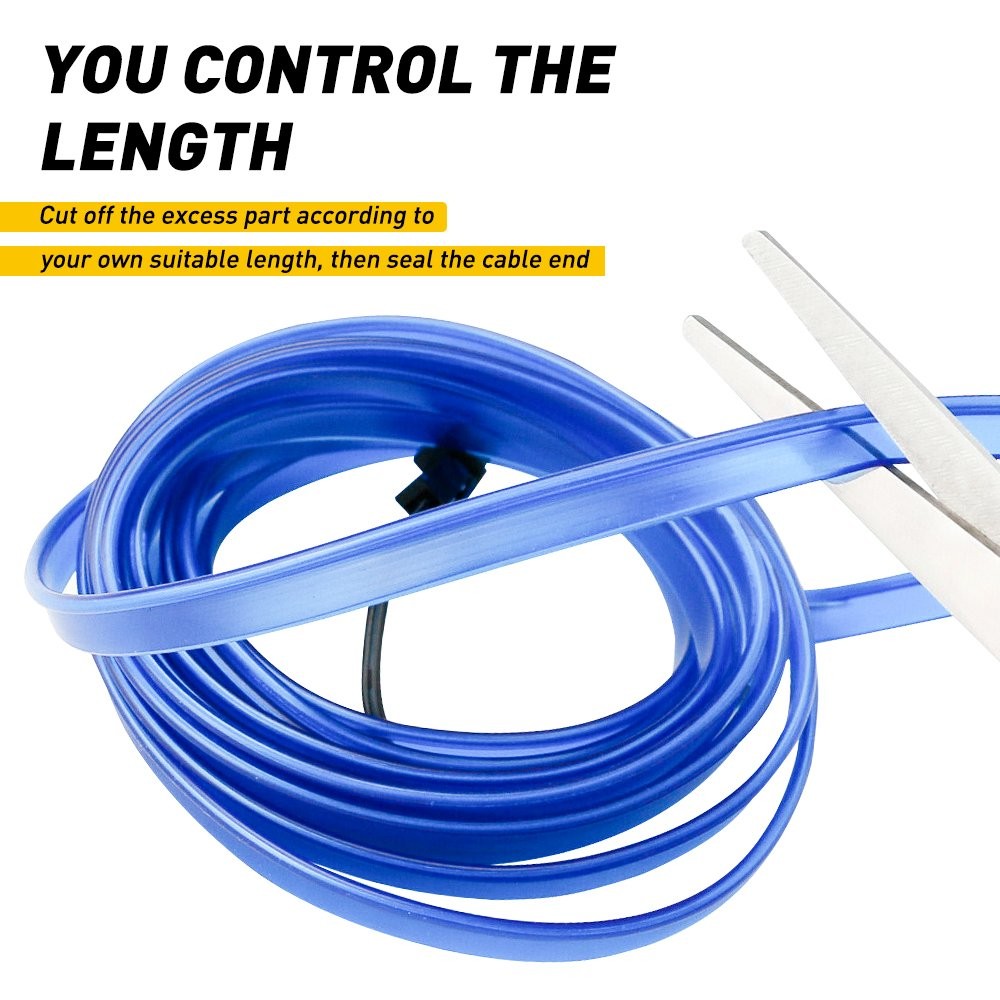 12V USB Blue LED Light Glow EL Wire String Strip Car Interior Decor 16.4ft EOA