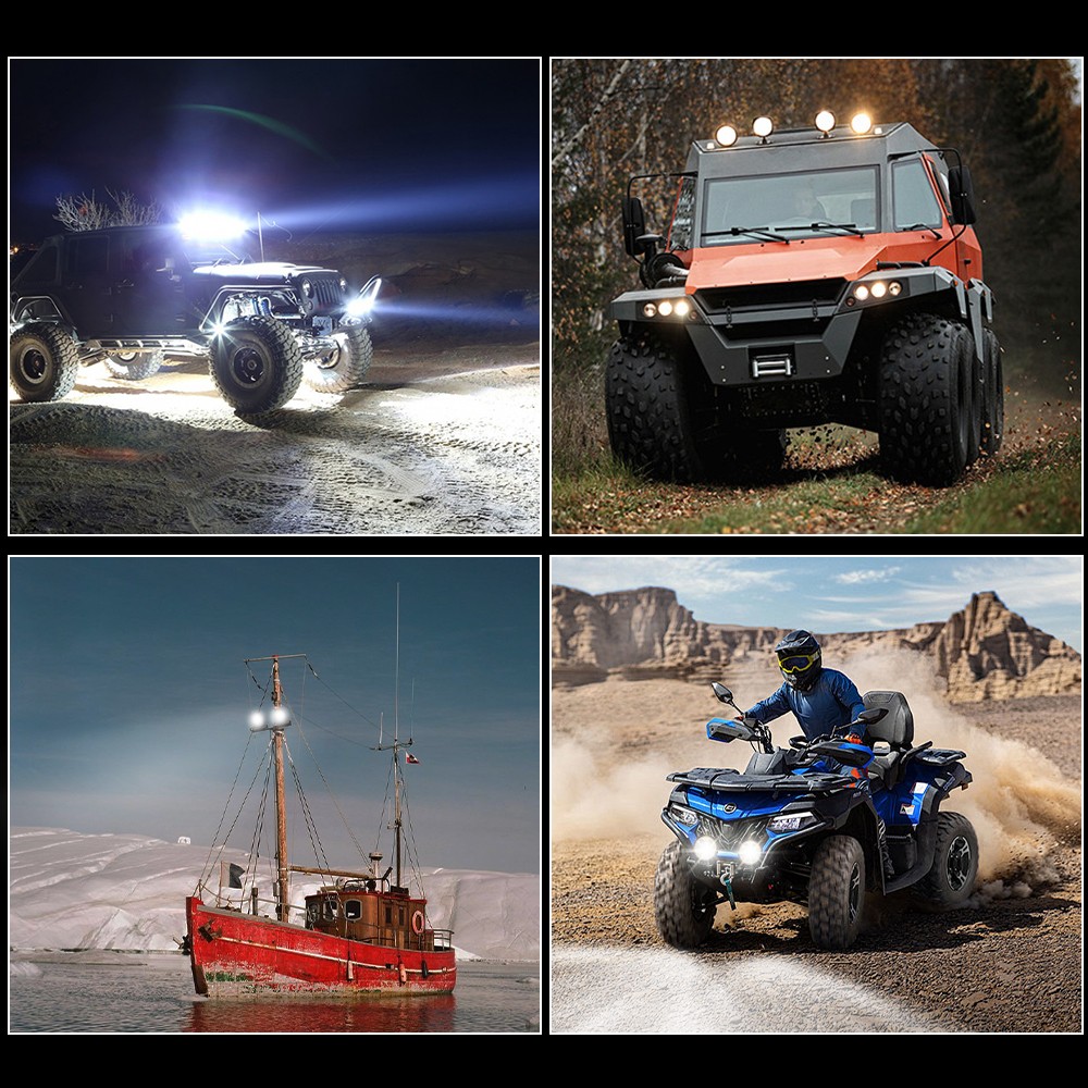 5″ White/Amber LED Work Light Bar Round Pods Fog Lamp Offroad Driving Strobe DRL
