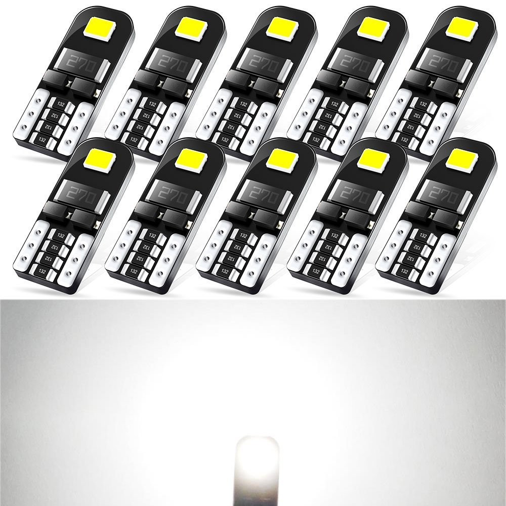 10x T10 W5W Car LED Light Bulbs Xenon White 192 168 2825 Super Bright 6000K EAH