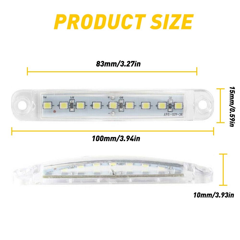 10x White LED Sealed Side Marker Clearance Light 12V Car Truck Trailer Lorry EAH