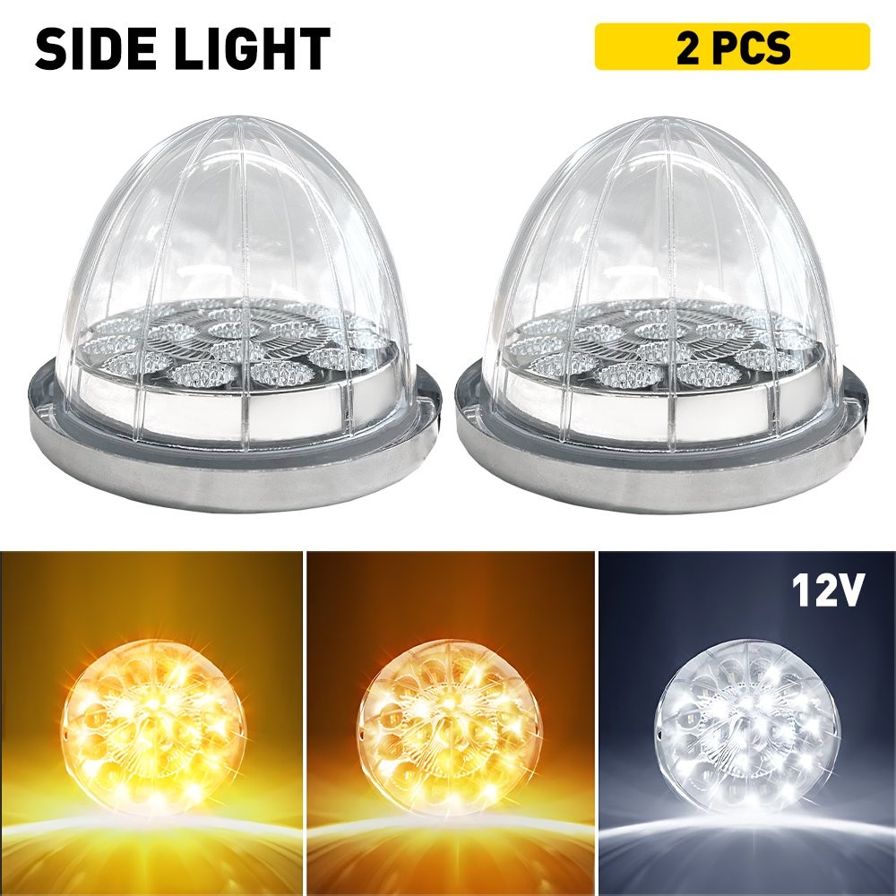 2X Dual Color LED Watermelon Lights Amber White Clearance Side Marker Light EOOR