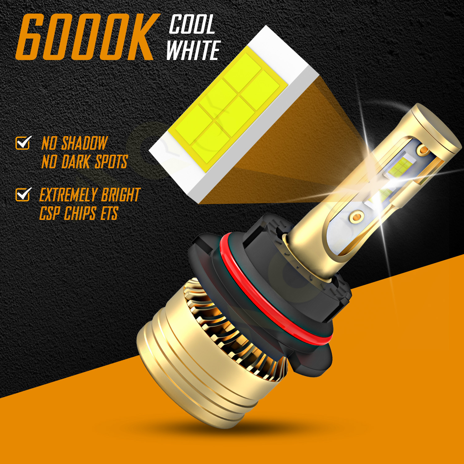 AQJ 2x 9007 HB5 LED Headlight Bulbs Kit High Low Beam 6000K 35000LM Canbus