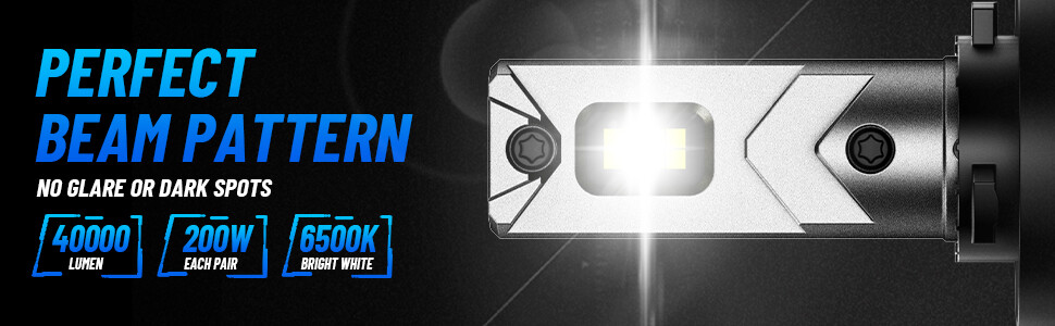 2pcs H11 LED Headlight Super Bright Bulbs Kit 6500K White 60000LM High/Low Beam