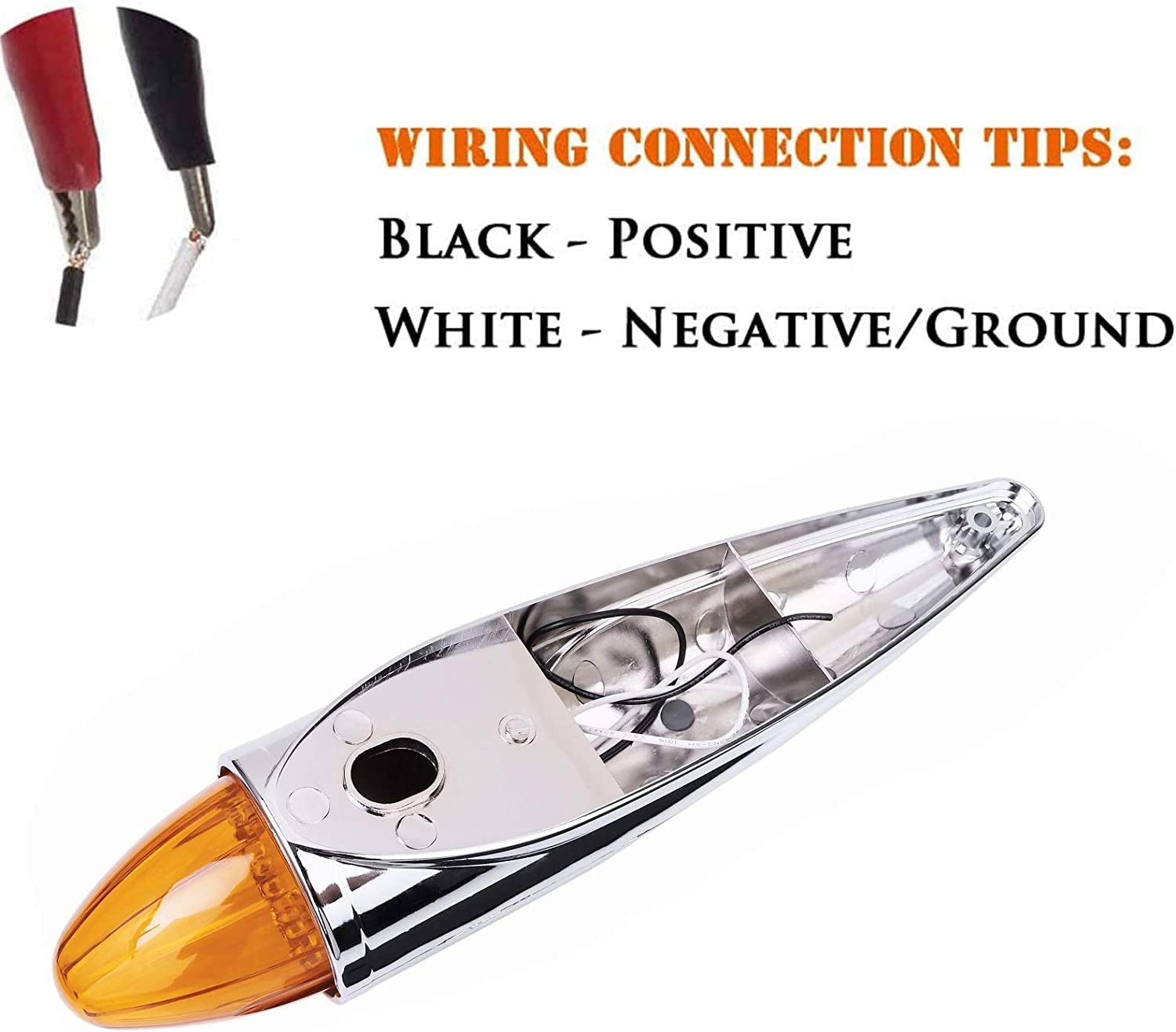 5x 17 LED Amber/Clear Lens Torpedo Cab Marker Roof Running Top Lights Chrome 12V