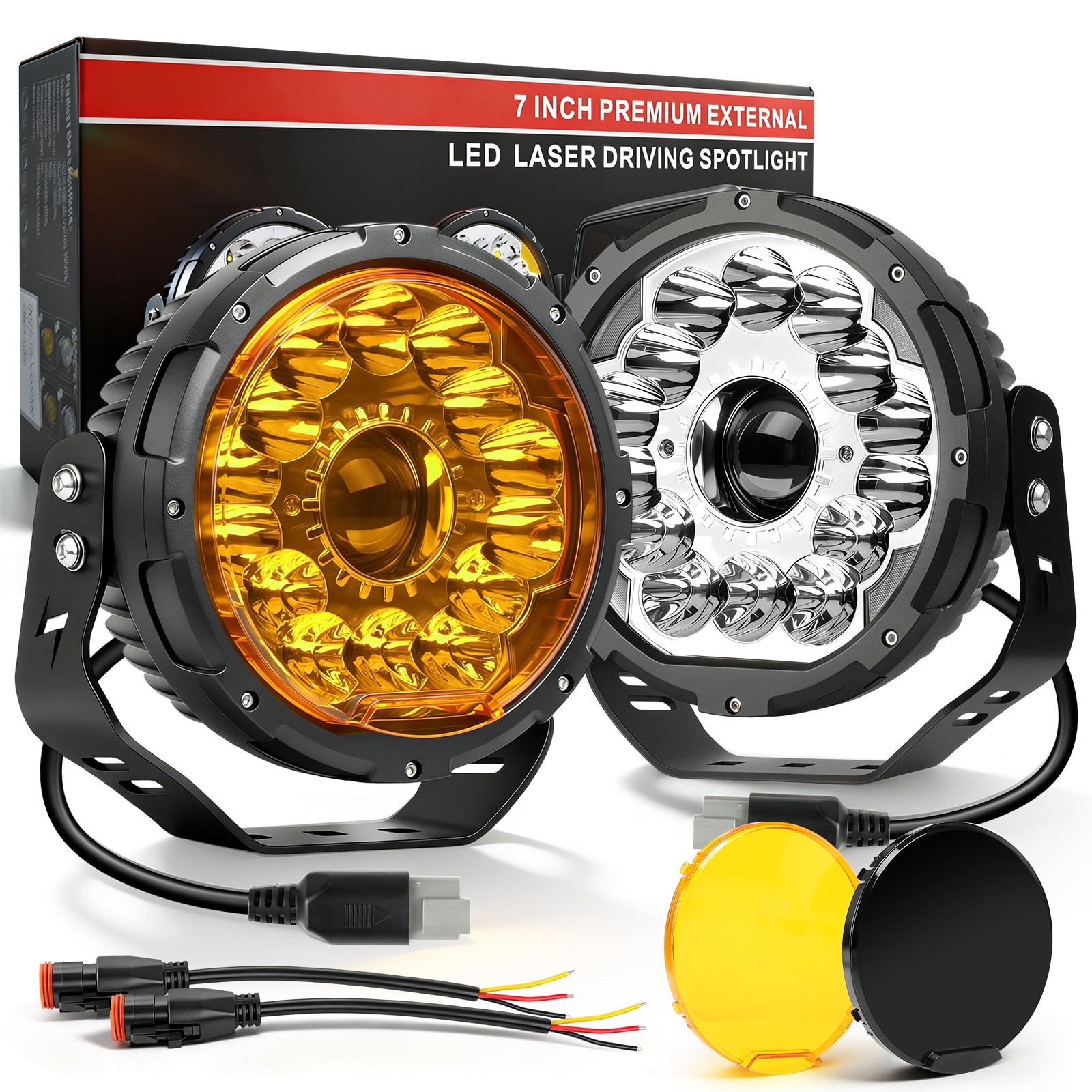 AUXBEAM 7 inch 360-PRO LED Work Light Bar Combo Fog Lamp Offroad Driving+Covers