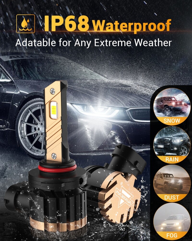 AUXBEAM 9005 LED Headlight Super Bright Bulbs White 6500K 8000LM High/Low Beam
